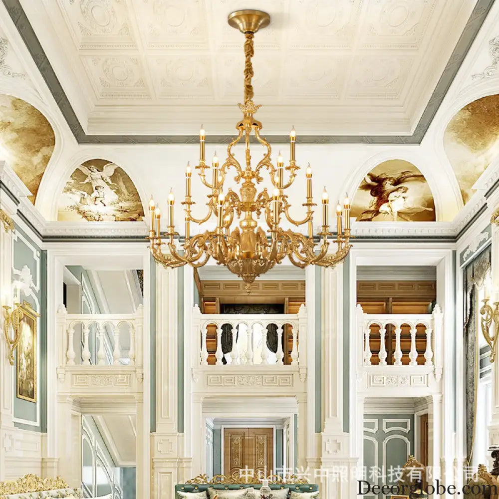 French style chandelier light luxury living room candle chandelier European luxury elegant retro Villa duplex building
