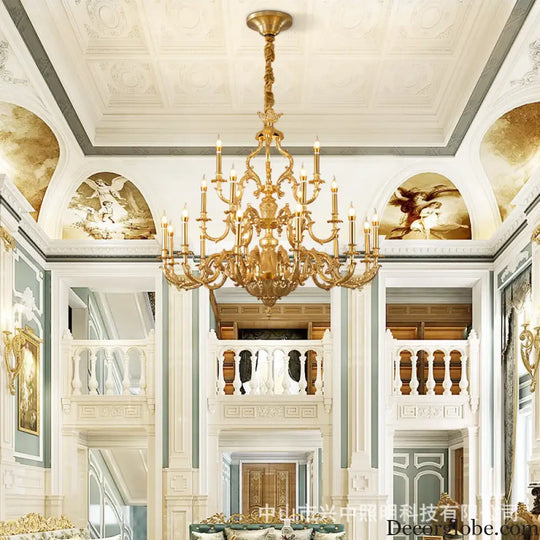 French style chandelier light luxury living room candle chandelier European luxury elegant retro Villa duplex building
