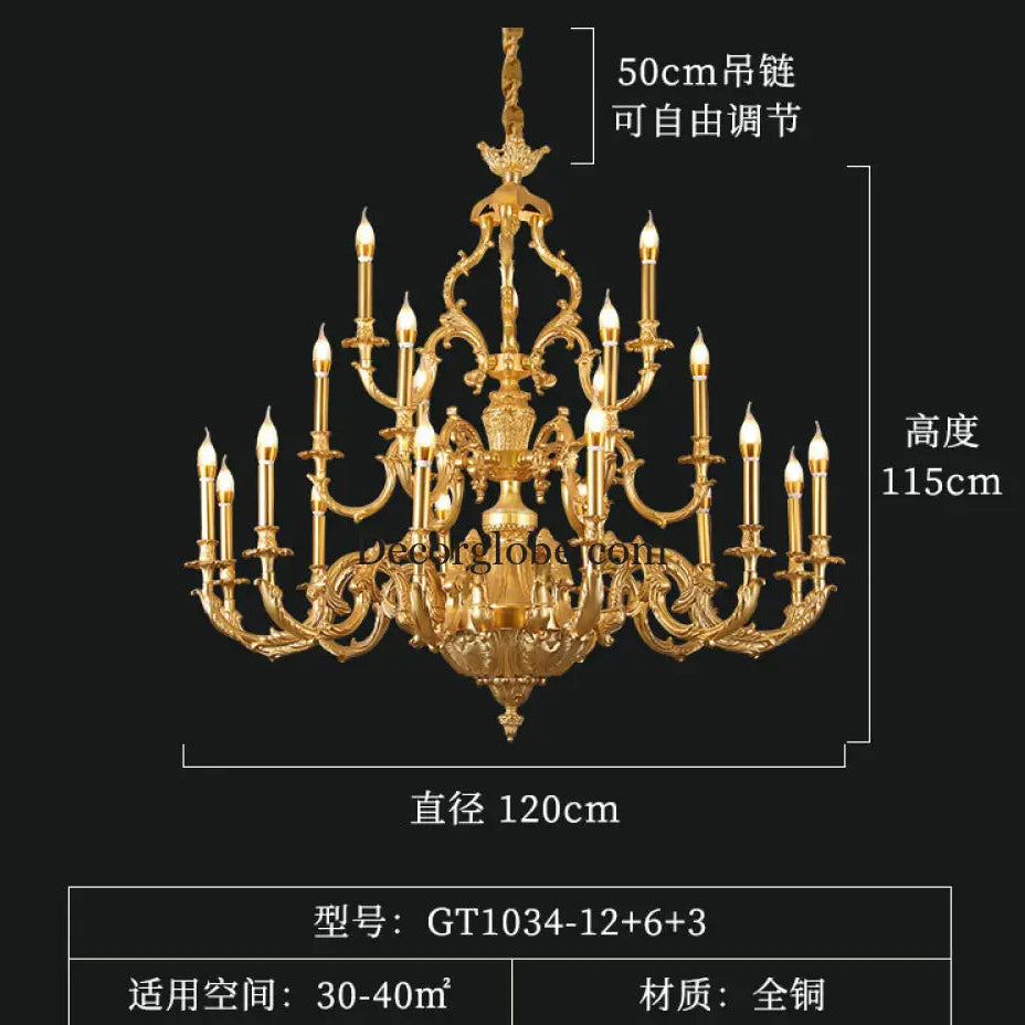 French style chandelier light luxury living room candle chandelier European luxury elegant retro Villa duplex building