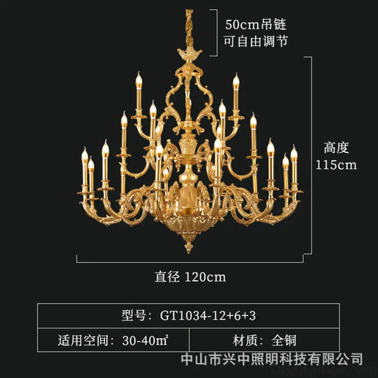 French style chandelier light luxury living room candle chandelier European luxury elegant retro Villa duplex building