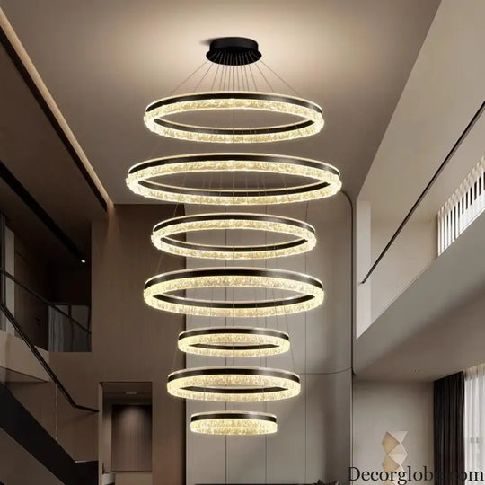 Modern Crystal Stair Pendant Light for Living Room and Hall