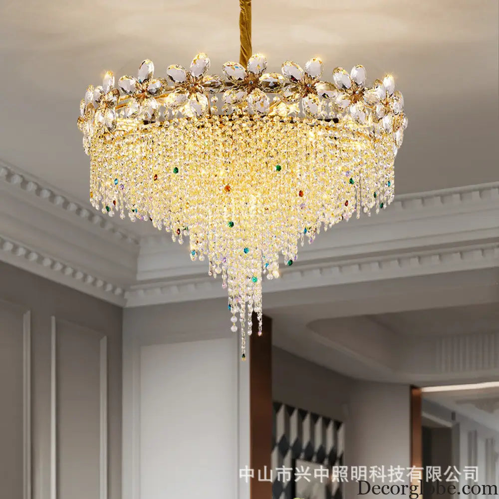 French Light Luxury Crystal Tassel Branch Chandelier