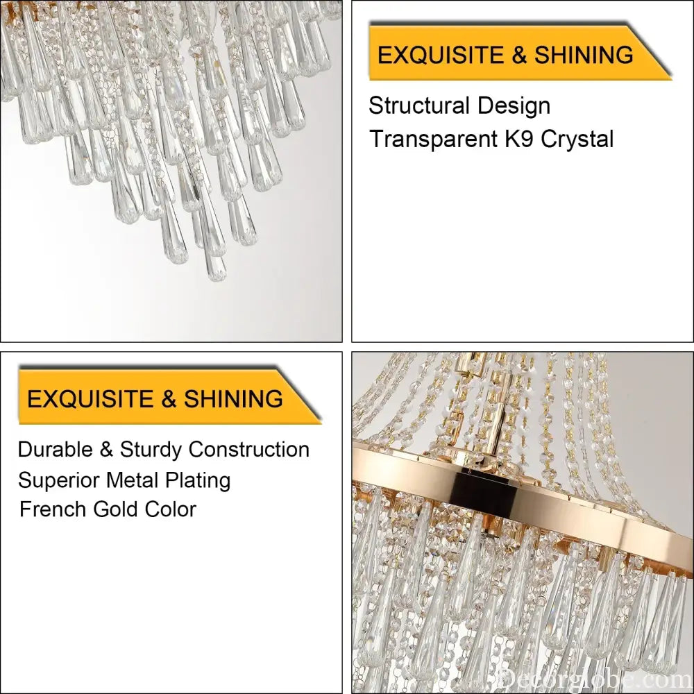 Arabelle 19.7-Inch Gold & Chrome Crystal Chandelier Chandelier