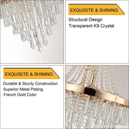 Arabelle 19.7-Inch Gold & Chrome Crystal Chandelier Chandelier