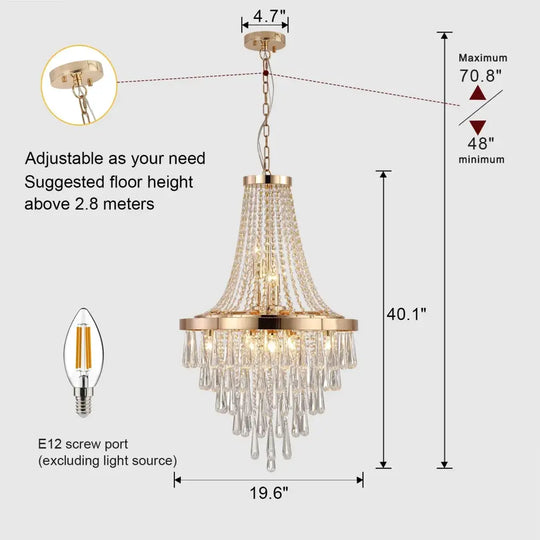 Arabelle 19.7-Inch Gold & Chrome Crystal Chandelier Golden Chandelier