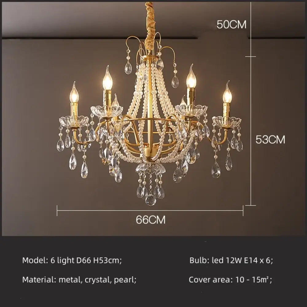 ARDELLE French Crystal Mid-Century Luxury Chandelier 6 light D66cm / white light 6500K Chandelier
