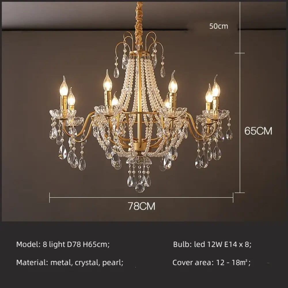 ARDELLE French Crystal Mid-Century Luxury Chandelier 8 light D78cm / white light 6500K Chandelier