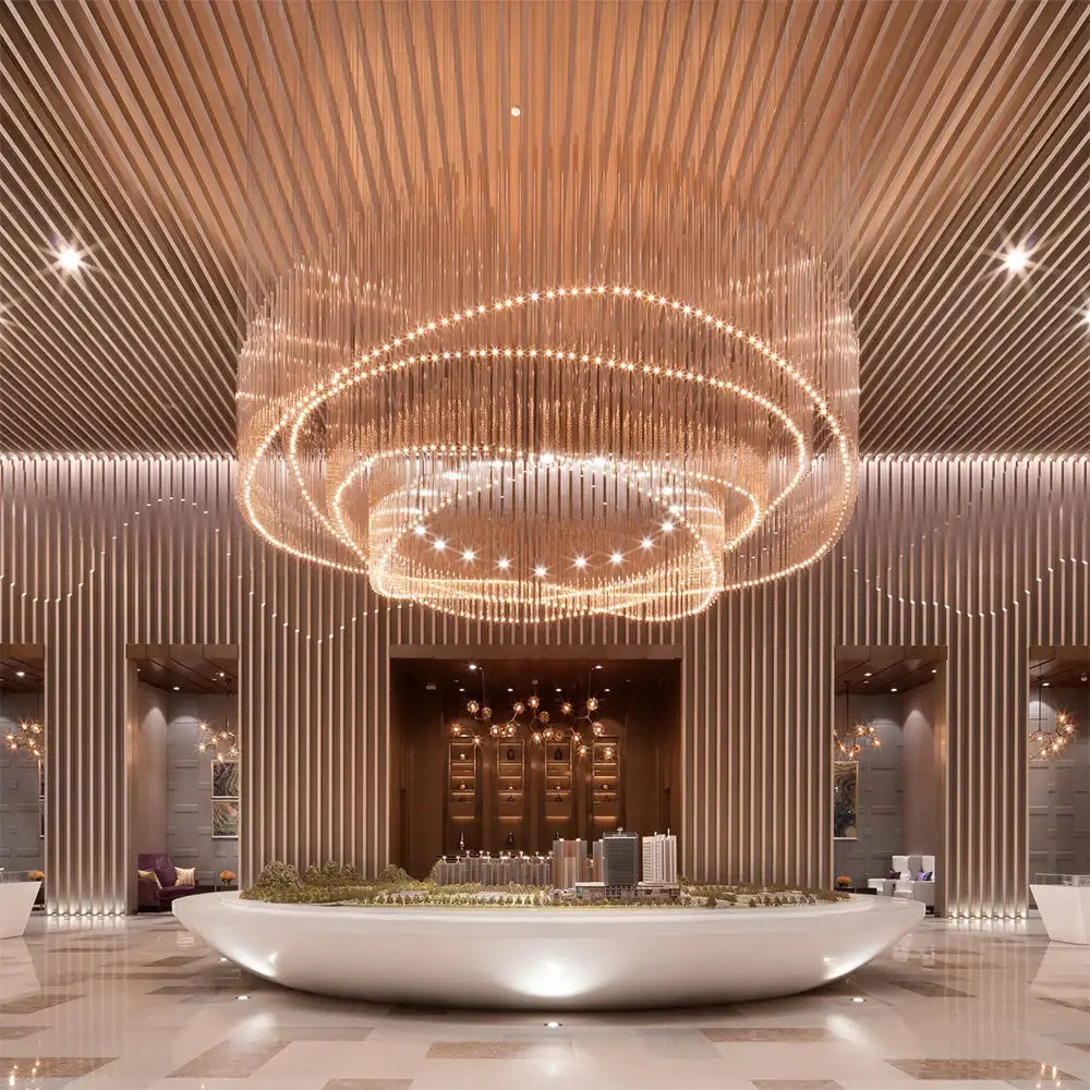 Aurora Custom Build Spiral Large LED Chandelier Chandelier