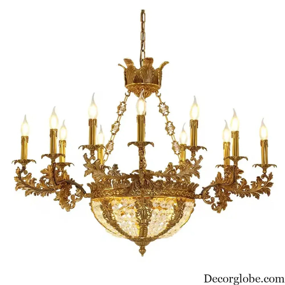 Baroque 9-Candle Copper Crystal Chandelier Chandelier