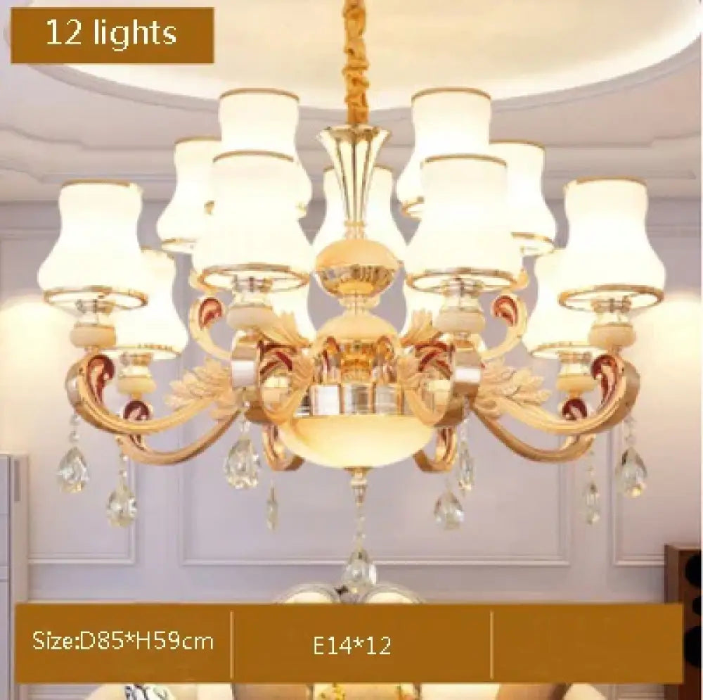 Big Crystal Chandelier for Duplex Villa and Hotel Lobby Lighting 12 lights / Neutral light Chandelier