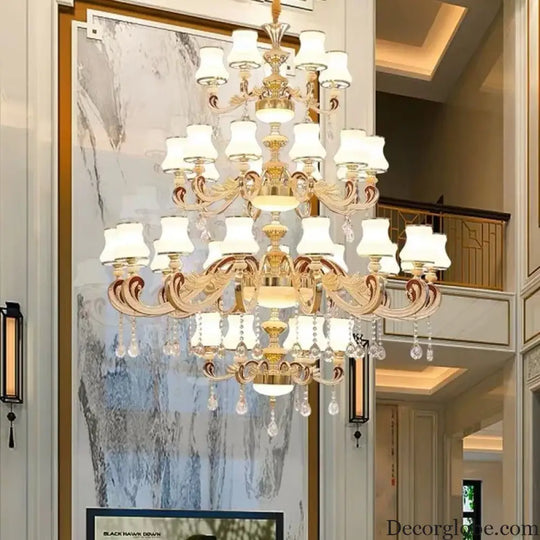 Big Crystal Chandelier for Duplex Villa and Hotel Lobby Lighting Chandelier