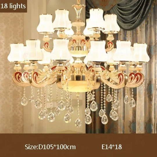 Big Crystal Chandelier for Duplex Villa and Hotel Lobby Lighting 18 lightsA / Neutral light Chandelier