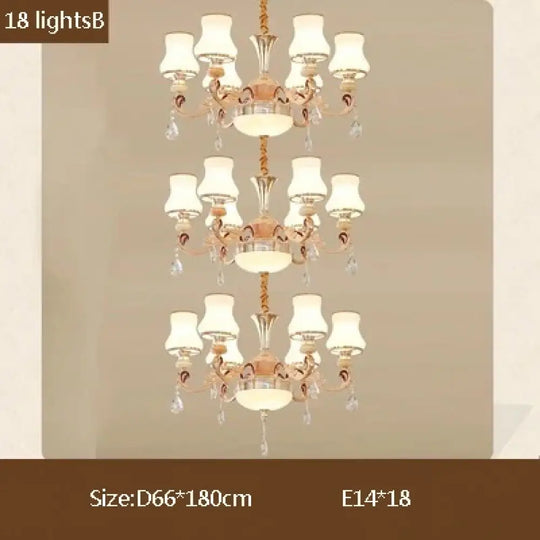 Big Crystal Chandelier for Duplex Villa and Hotel Lobby Lighting 18 lightsB / Warm light Chandelier