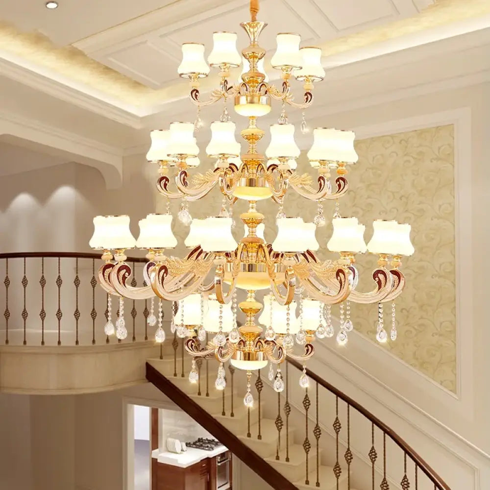Big Crystal Chandelier for Duplex Villa and Hotel Lobby Lighting Chandelier