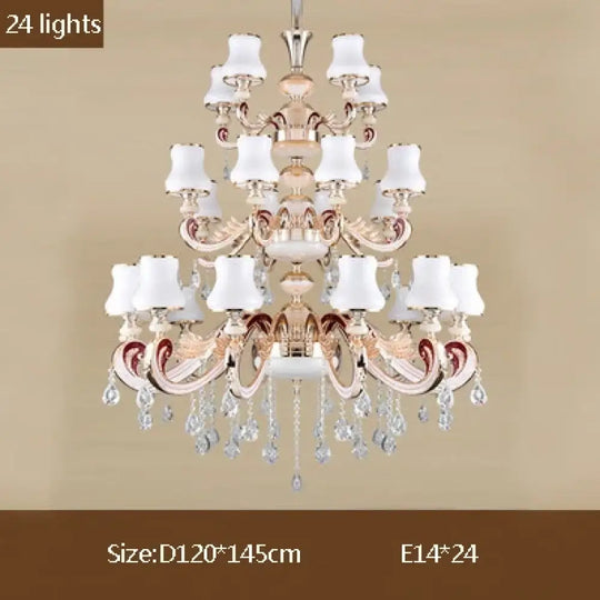 Big Crystal Chandelier for Duplex Villa and Hotel Lobby Lighting 24 lights / Neutral light Chandelier