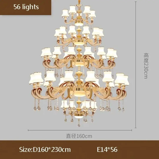 Big Crystal Chandelier for Duplex Villa and Hotel Lobby Lighting 56 lights / Neutral light Chandelier