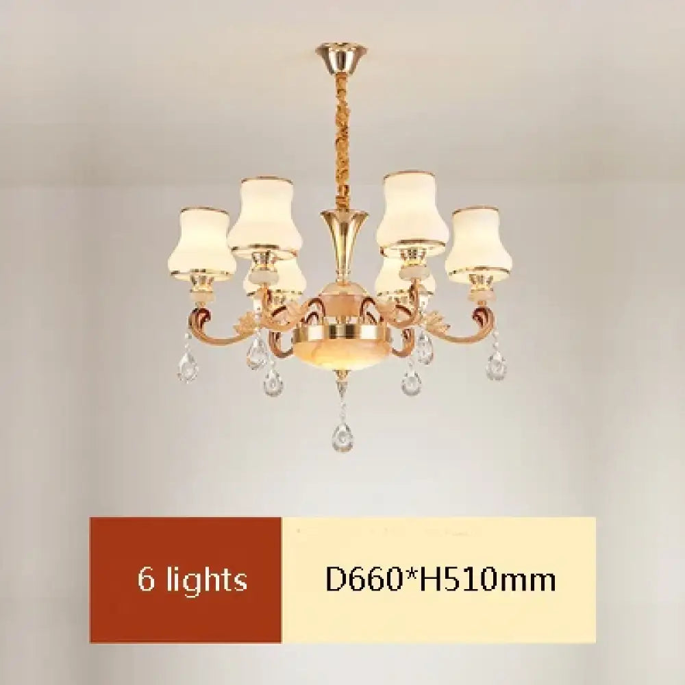 Big Crystal Chandelier for Duplex Villa and Hotel Lobby Lighting 6 lights / Neutral light Chandelier