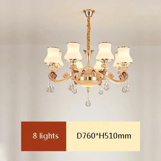 Big Crystal Chandelier for Duplex Villa and Hotel Lobby Lighting 8 lights / Neutral light Chandelier