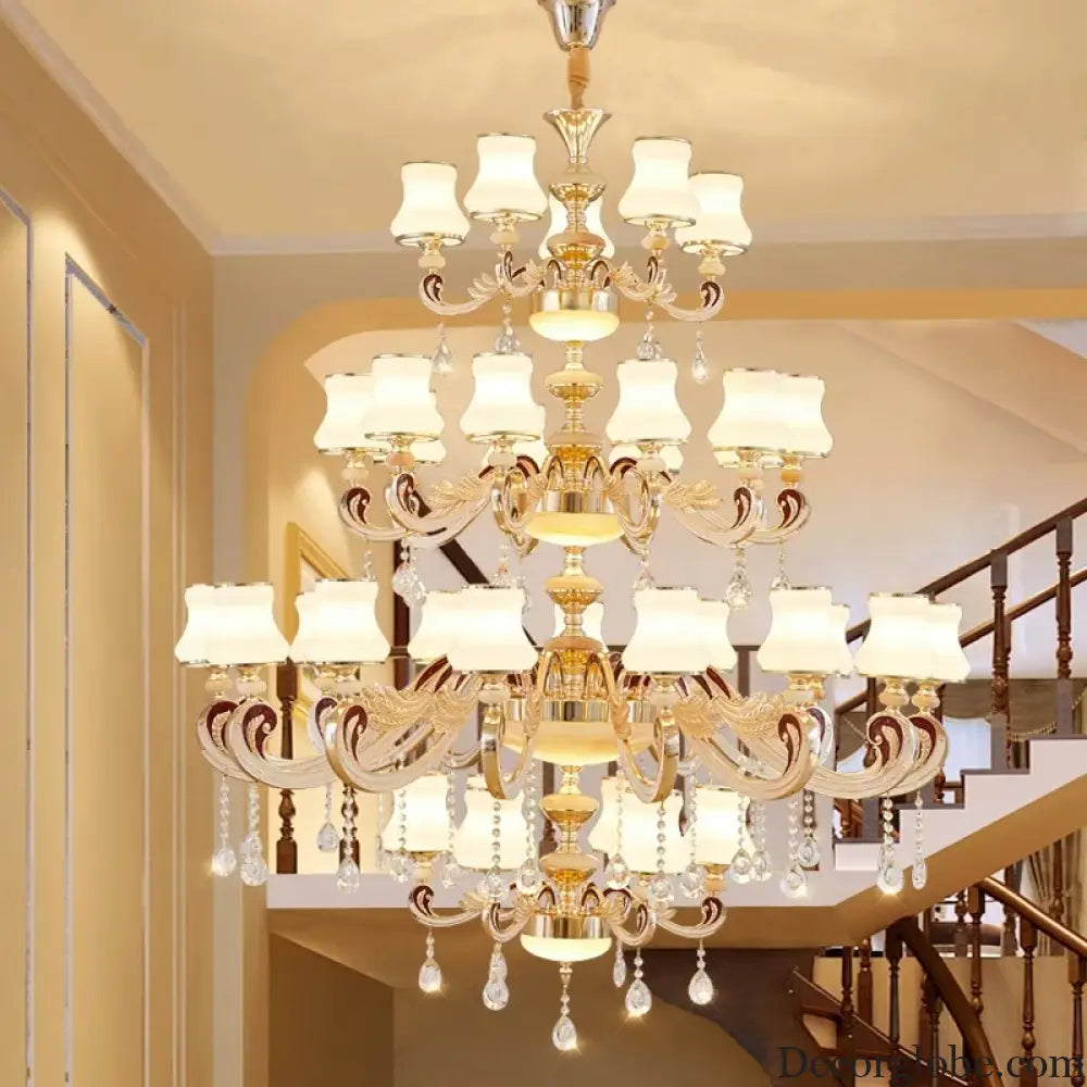 Big Crystal Chandelier for Duplex Villa and Hotel Lobby Lighting Chandelier