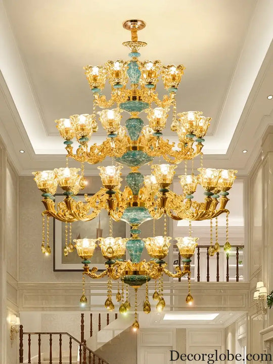 Big Duplex Crystal Chandelier for Villa Living Room and Lobby Chandelier