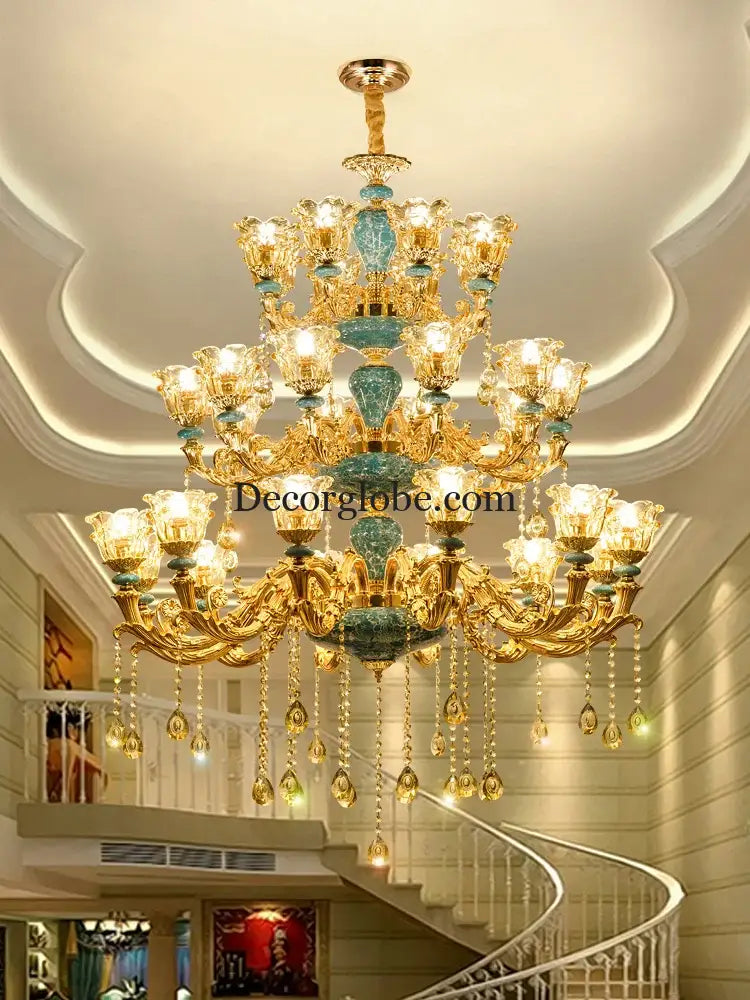 Big Duplex Crystal Chandelier for Villa Living Room and Lobby Chandelier