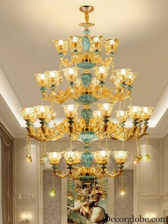 Big Duplex Crystal Chandelier for Villa Living Room and Lobby Chandelier