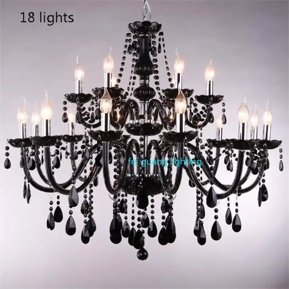 Black Candle Crystal Chandelier for Bedroom and Restaurant Lighting 18 lights / Cold White Chandelier