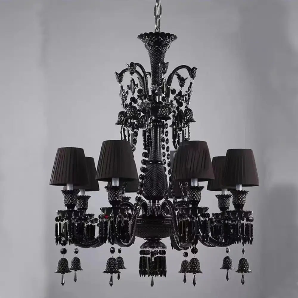 Black Crystal Chandelier for Dining Room and Bedroom Lighting 10 lights B / Changeable Chandelier
