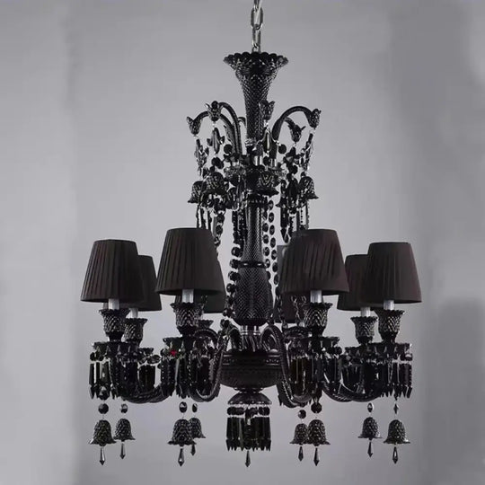 Black Crystal Chandelier for Dining Room and Bedroom Lighting 10 lights B / Changeable Chandelier
