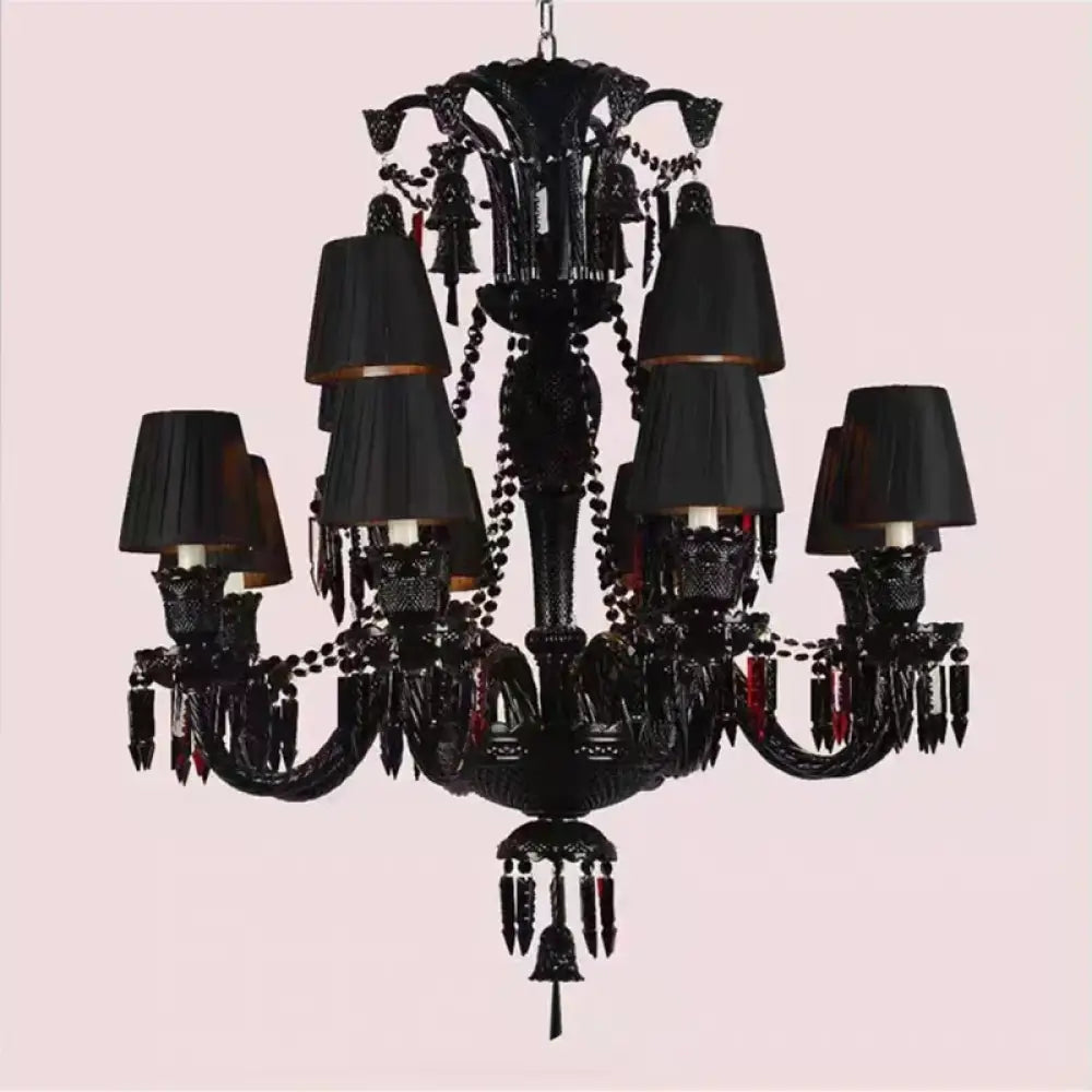 Black Crystal Chandelier for Dining Room and Bedroom Lighting 12 lights B / Changeable Chandelier