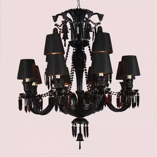 Black Crystal Chandelier for Dining Room and Bedroom Lighting 12 lights B / Changeable Chandelier