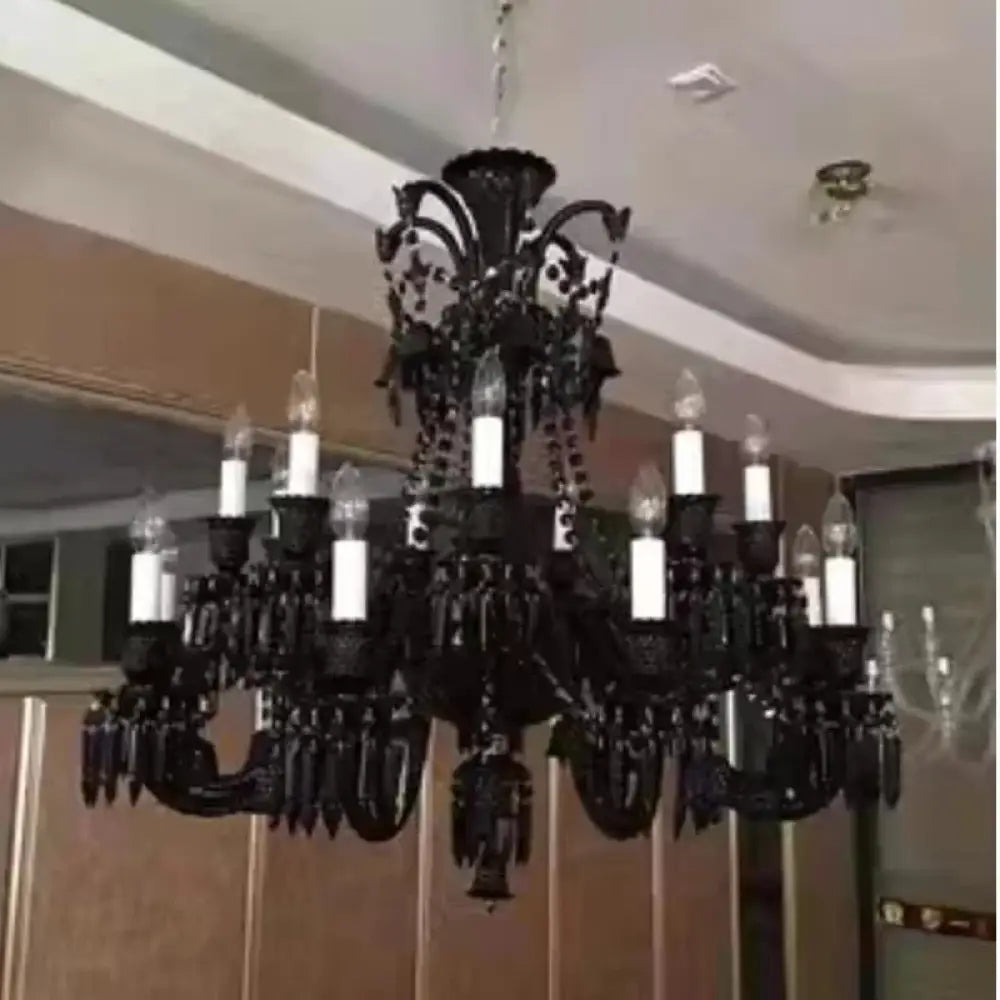Black Crystal Chandelier for Dining Room and Bedroom Lighting 15 lights A / Changeable Chandelier