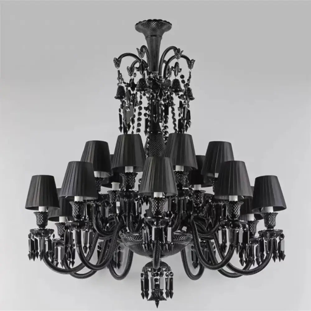 Black Crystal Chandelier for Dining Room and Bedroom Lighting 18 lights B / Changeable Chandelier