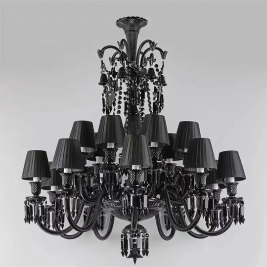 Black Crystal Chandelier for Dining Room and Bedroom Lighting 18 lights B / Changeable Chandelier