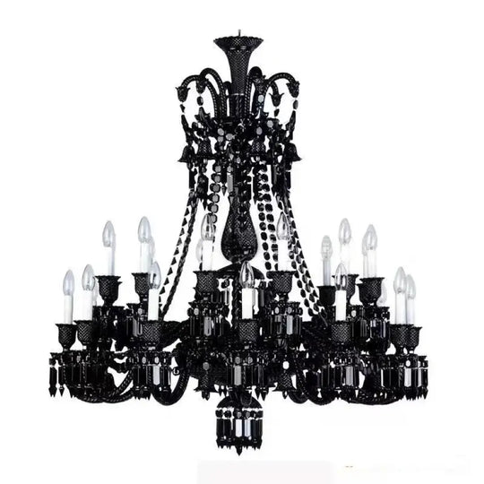 Black Crystal Chandelier for Dining Room and Bedroom Lighting 24 lights A / Changeable Chandelier