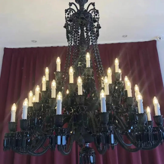 Black Crystal Chandelier for Dining Room and Bedroom Lighting 36 lights A / Changeable Chandelier