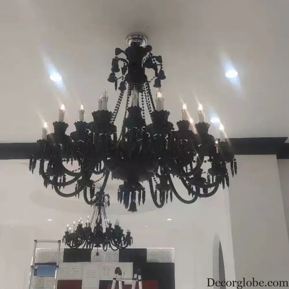 Black Crystal Chandelier for Dining Room and Bedroom Lighting Chandelier