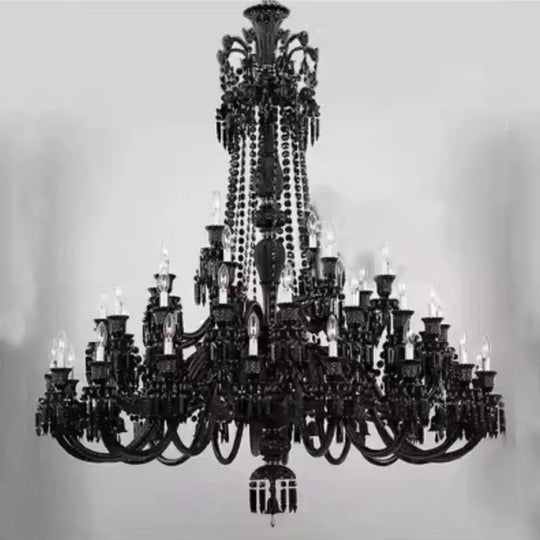 Black Crystal Chandelier for Dining Room and Bedroom Lighting 48 lights A / Changeable Chandelier
