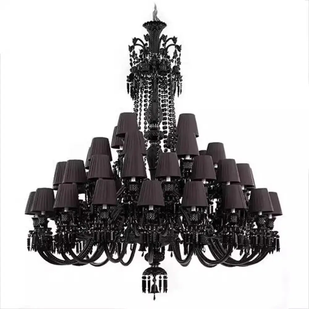 Black Crystal Chandelier for Dining Room and Bedroom Lighting 48 lights B / Changeable Chandelier