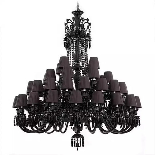 Black Crystal Chandelier for Dining Room and Bedroom Lighting 48 lights B / Changeable Chandelier