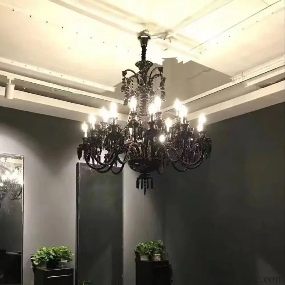 Black Crystal Chandelier for Dining Room and Bedroom Lighting Chandelier
