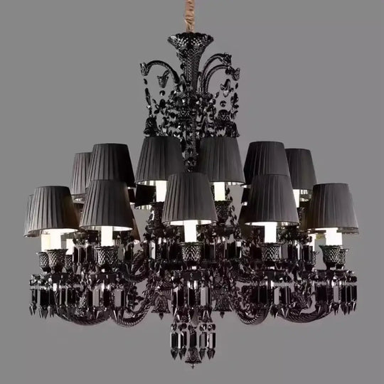 Black Crystal Chandelier for Dining Room and Bedroom Lighting Chandelier