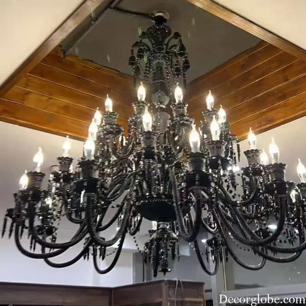 Black Crystal Chandelier for Dining Room and Bedroom Lighting Chandelier
