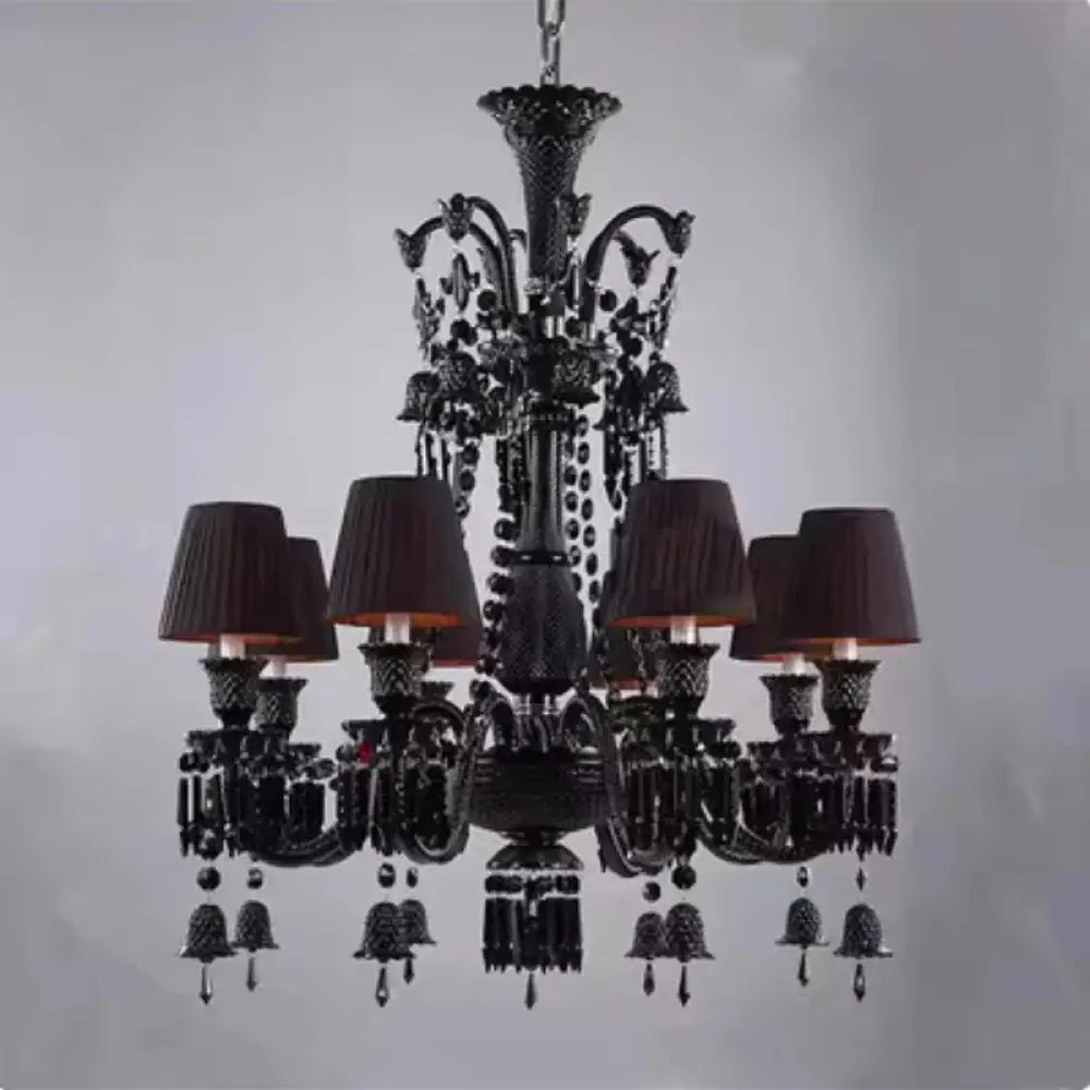 Black Crystal Chandelier for Dining Room and Bedroom Lighting 8 lights B / Changeable Chandelier