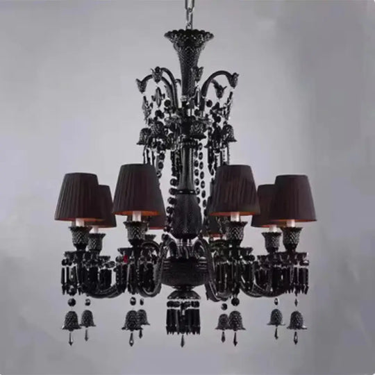 Black Crystal Chandelier for Dining Room and Bedroom Lighting 8 lights B / Changeable Chandelier