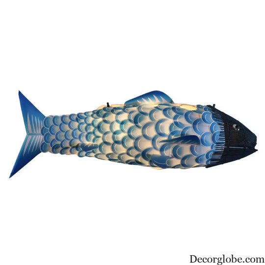 Blue Carp Art Deco Pendant Light Kit with Metal Shade - Hanging Ceiling Light Blue