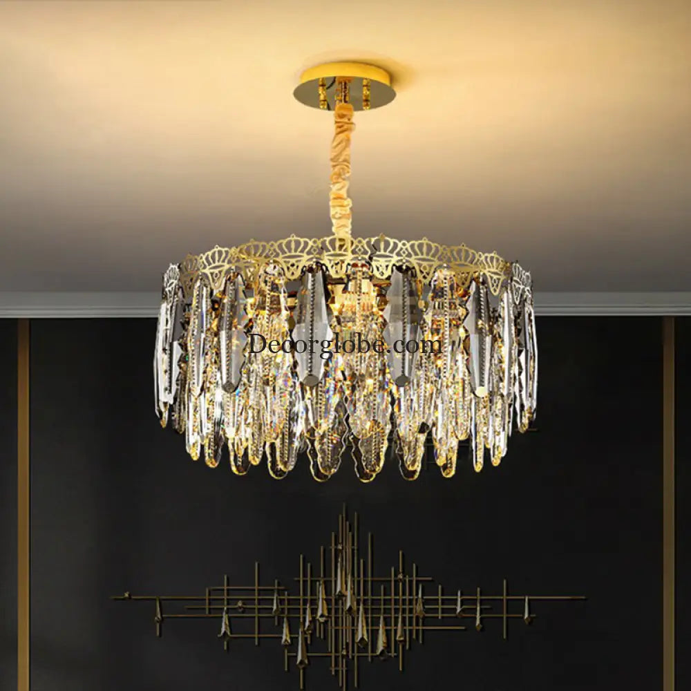 Brynlee Elegance Blooms: Crystal Leaf Pendant Light - DecorGlobe