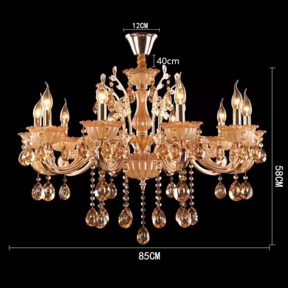 CALYX Crystal Jade European Candle Chandelier 10 lights / Warm light / China Mainland Chandeliers