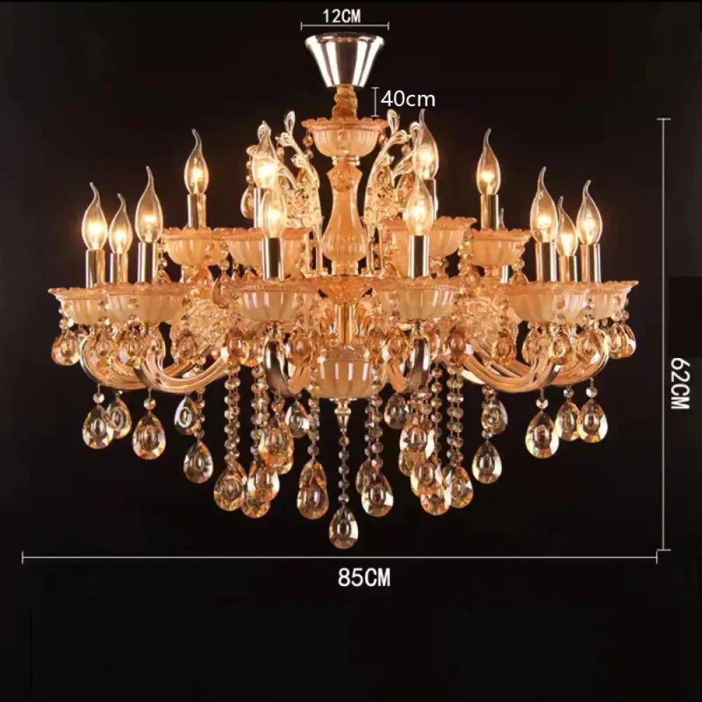 CALYX Crystal Jade European Candle Chandelier 15 lights / Warm light / China Mainland Chandeliers