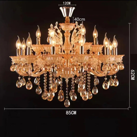 CALYX Crystal Jade European Candle Chandelier 15 lights / Warm light / China Mainland Chandeliers
